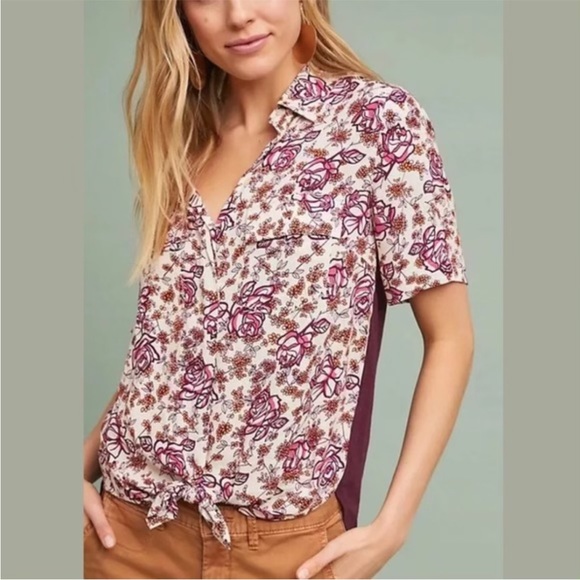 Anthropologie Tops - Anthropologie Floral Buttondown Blouse by Porridge Sz S EUC